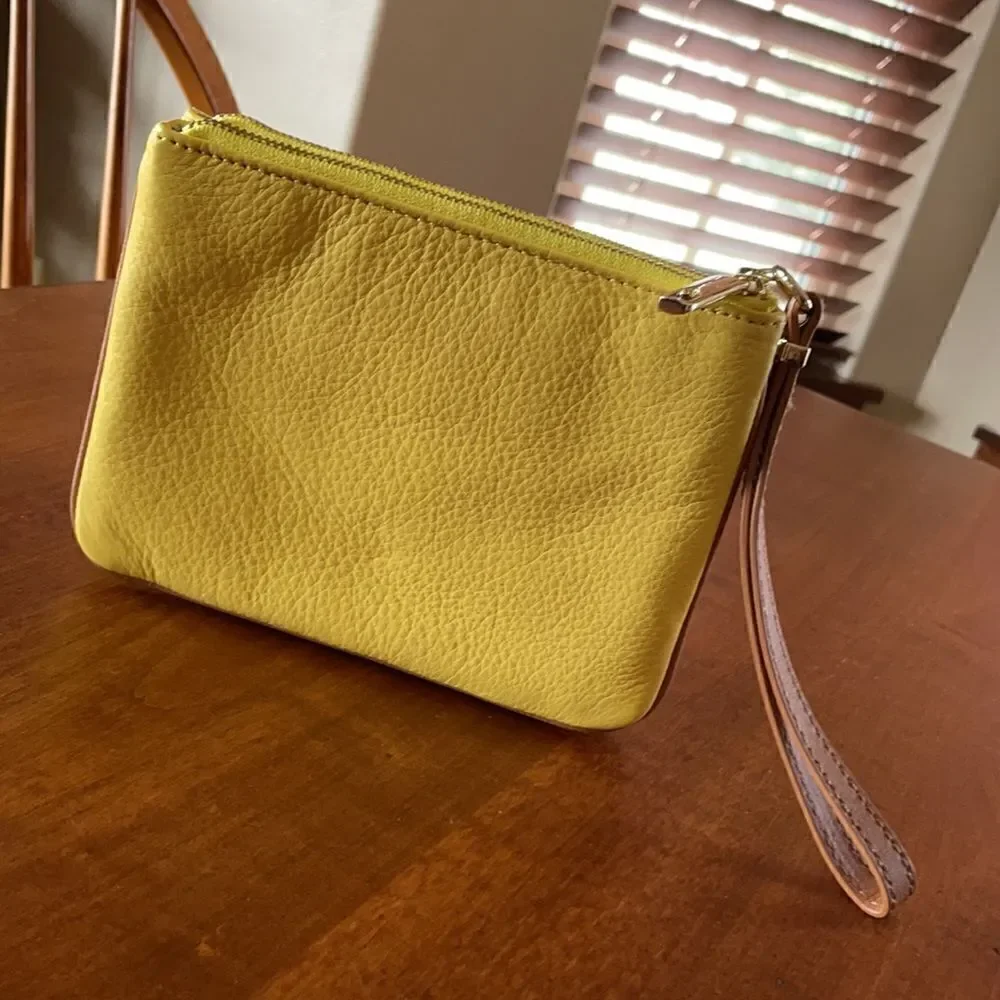 Talbot's Yellow Pebble Leather Wristlet
